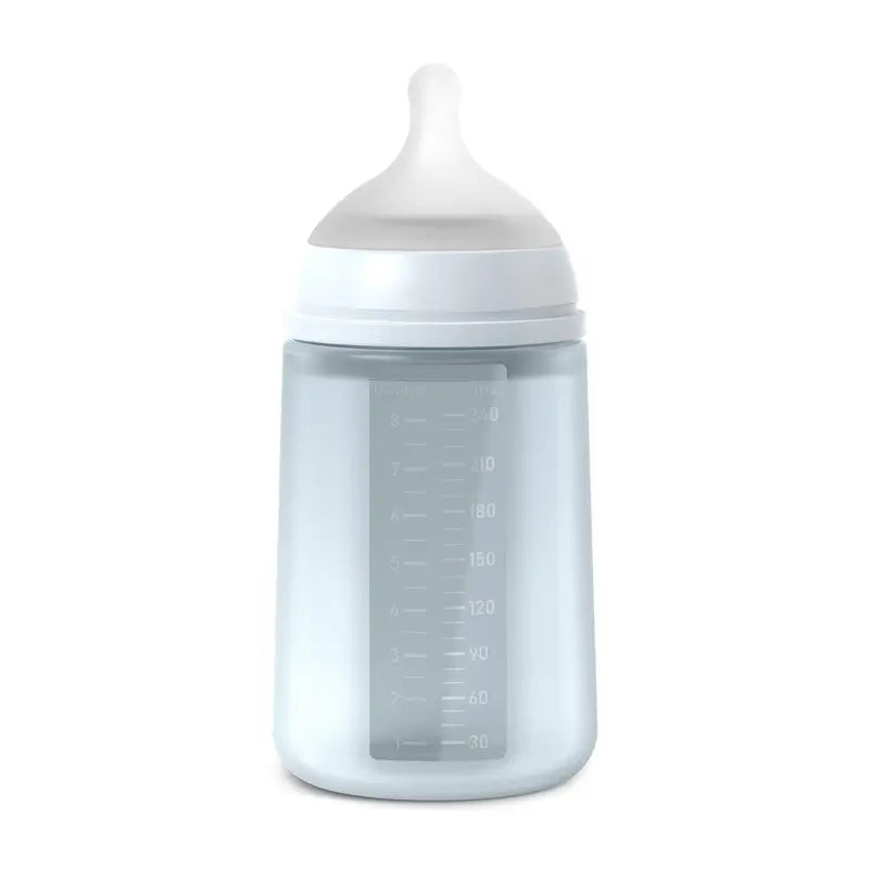 Suavinex Silicone Feeding Bottle 240 Ml, Medium Flow (M), +3 Months, Ballad Blue