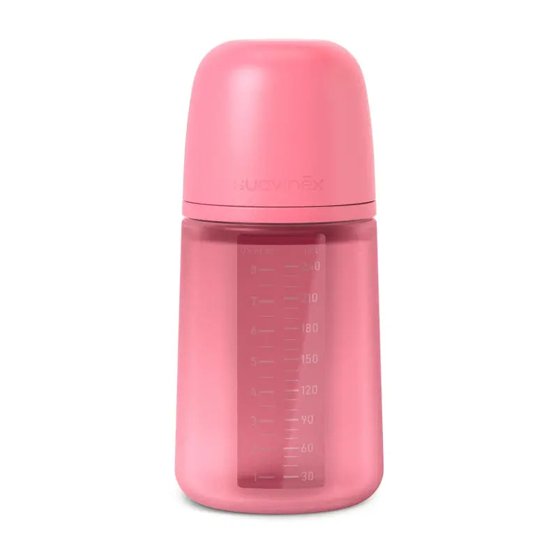 Suavinex Silicone Bottle 240 Ml, Medium Flow (M), +3 Months, Fuchsia