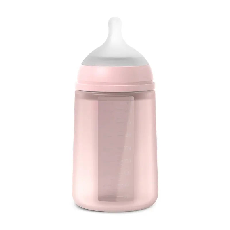 Suavinex Silicone Bottle 240 Ml, Medium Flow (M), +3 Months, Rosewater