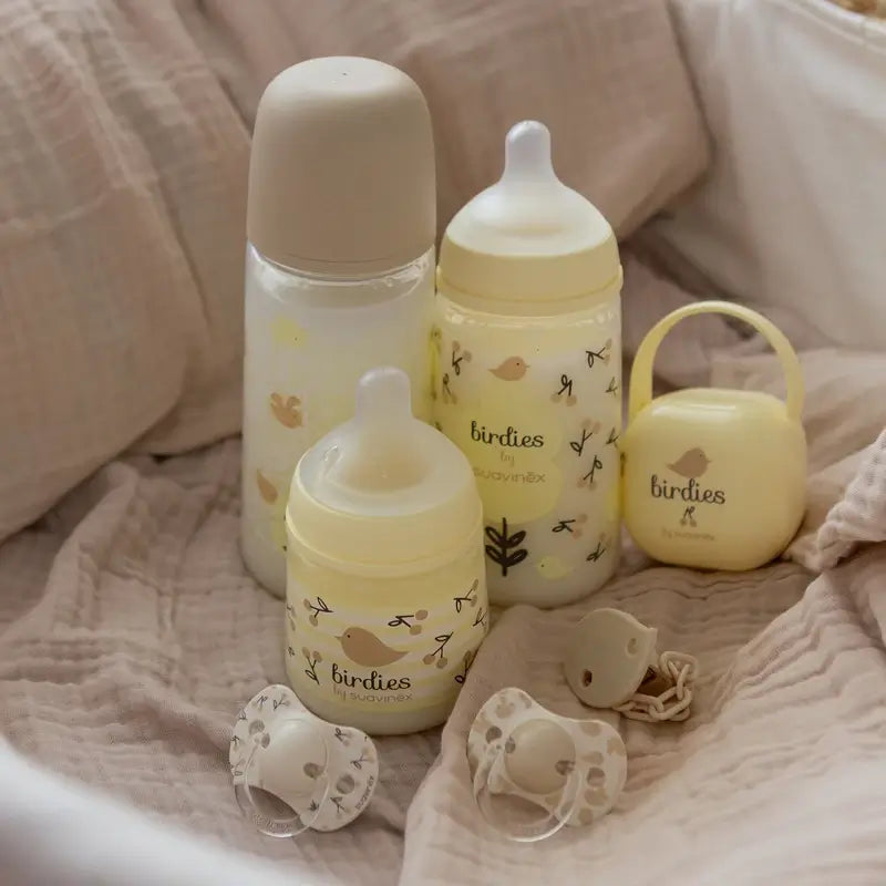 Suavinex Feeding Bottle Teat Sx Pro Dense Flow (L) +6 Months Birdies Beige, 360 ml