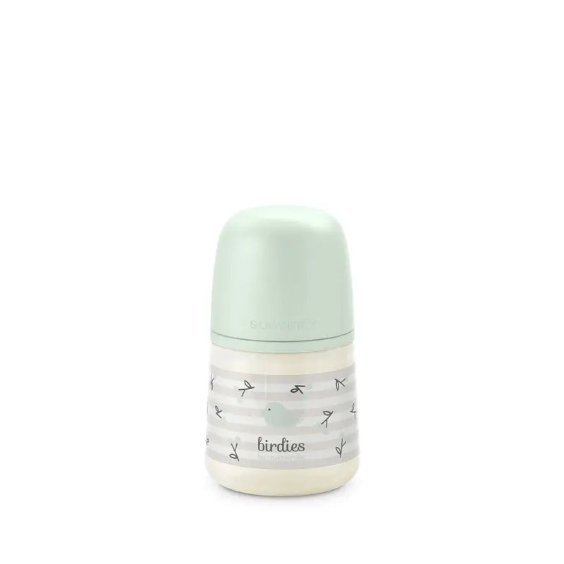 Suavinex Feeding Bottle Teat Sx Pro Slow Flow (S) +0 Months Birdies Green, 150 ml
