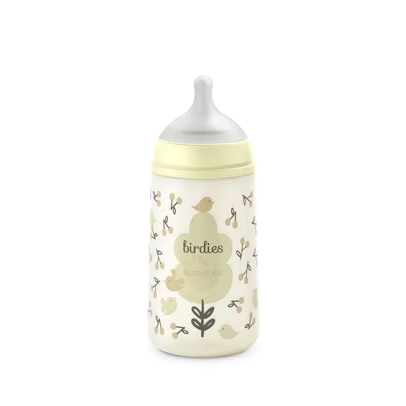 Suavinex Baby Bottle Teat Sx Pro Medium Flow (M) +3 Months Birdies Beige, 270 ml