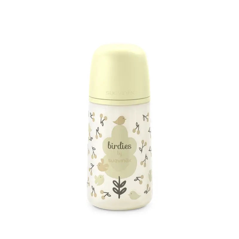 Suavinex Baby Bottle Teat Sx Pro Medium Flow (M) +3 Months Birdies Beige, 270 ml