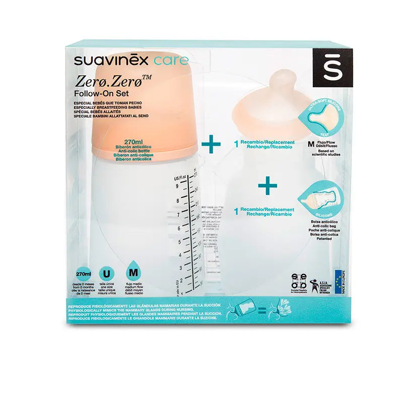 Suavinex Zero-Zero Bottle Set 270 Ml, Medium Flow