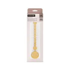 Suavinex Silicone Clip, Pacifier Holder With One Piece Silicone Chain, +0 Months, Colour Essence, Mustard