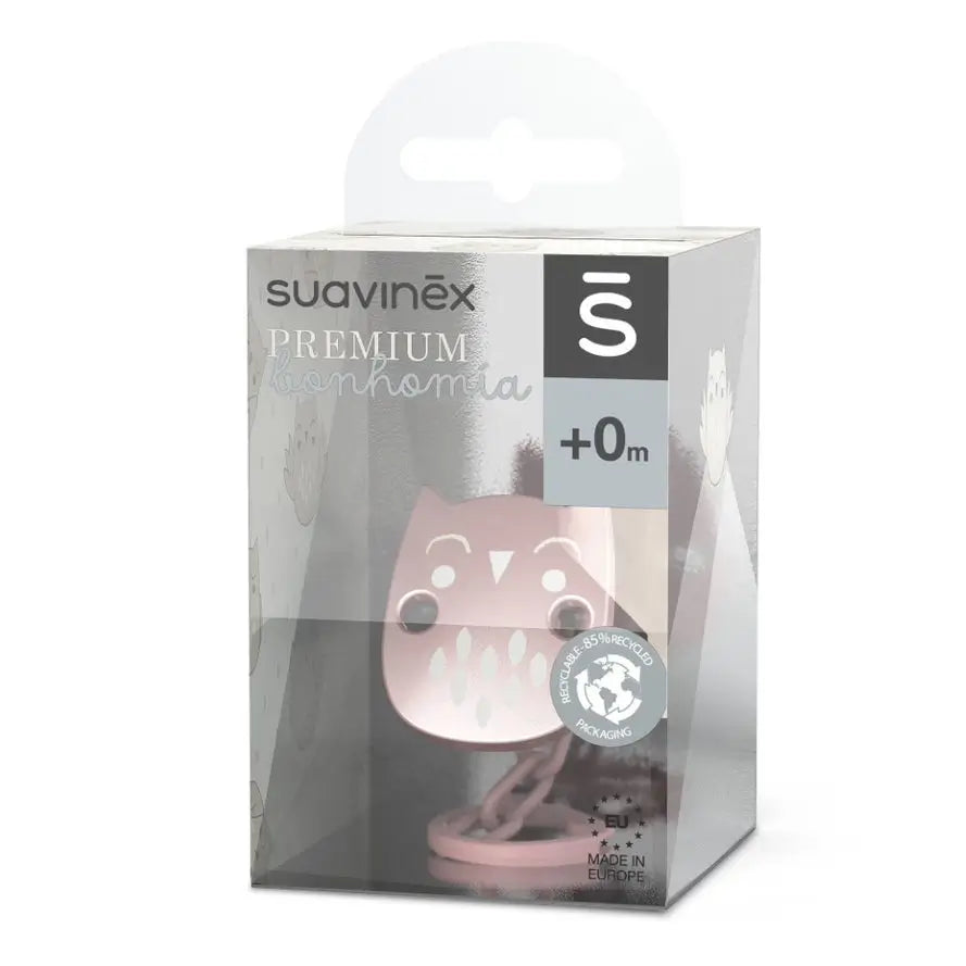 Suavinex Pin Clip Premium. Soother chain with matte metallic effect. +0 Months. Pink