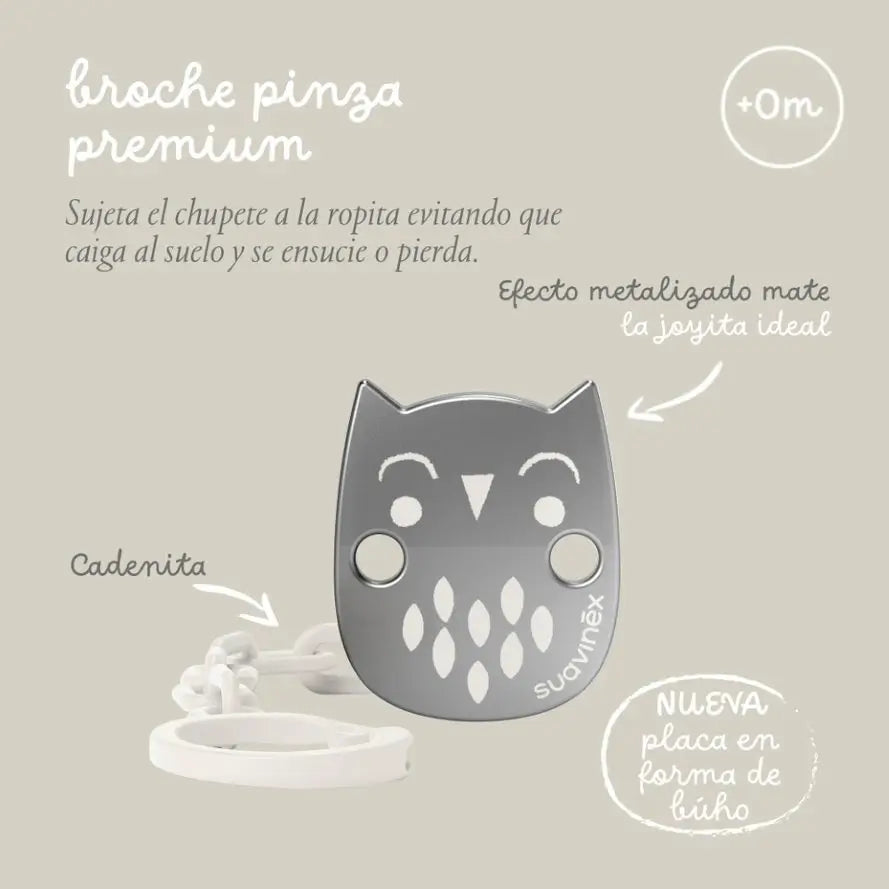 Suavinex Pin Clip Premium. Soother chain with matte metallic effect. +0 Months. Pink