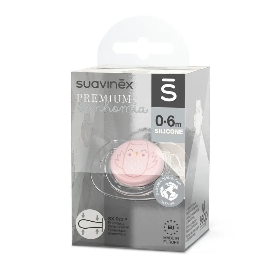 Suavinex Premium Soother For Babies 0-6 Months. Soother With Physiological Silicone Teat Sx Pro. Bonhomia, Pink