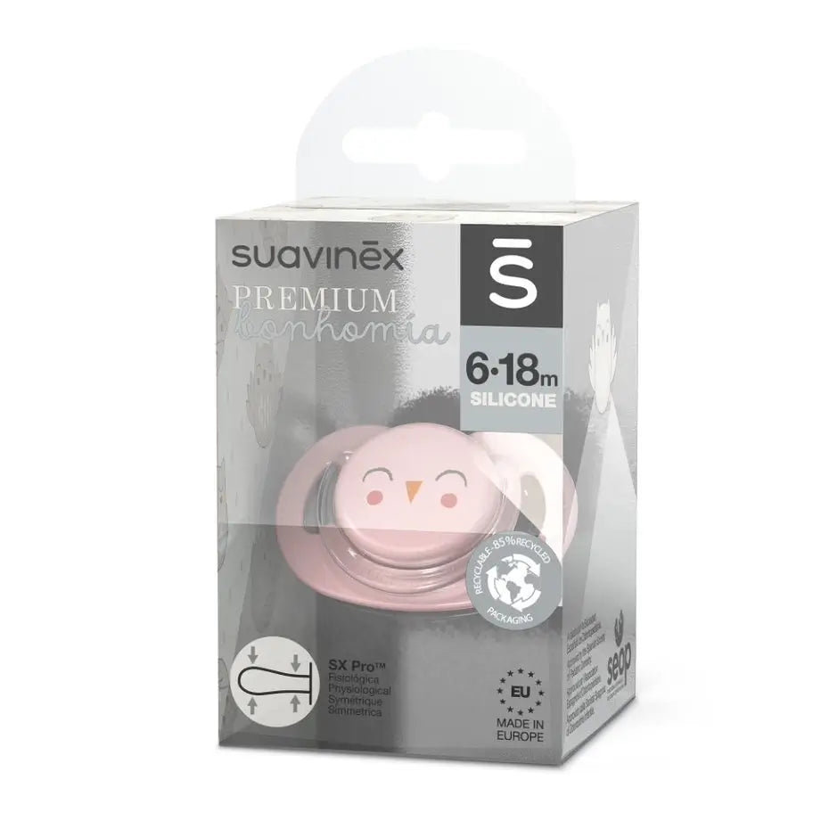 Suavinex Premium Soother For Babies 6-18 Months. Soother With Physiological Silicone Teat Sx Pro. Bonhomia, Pink