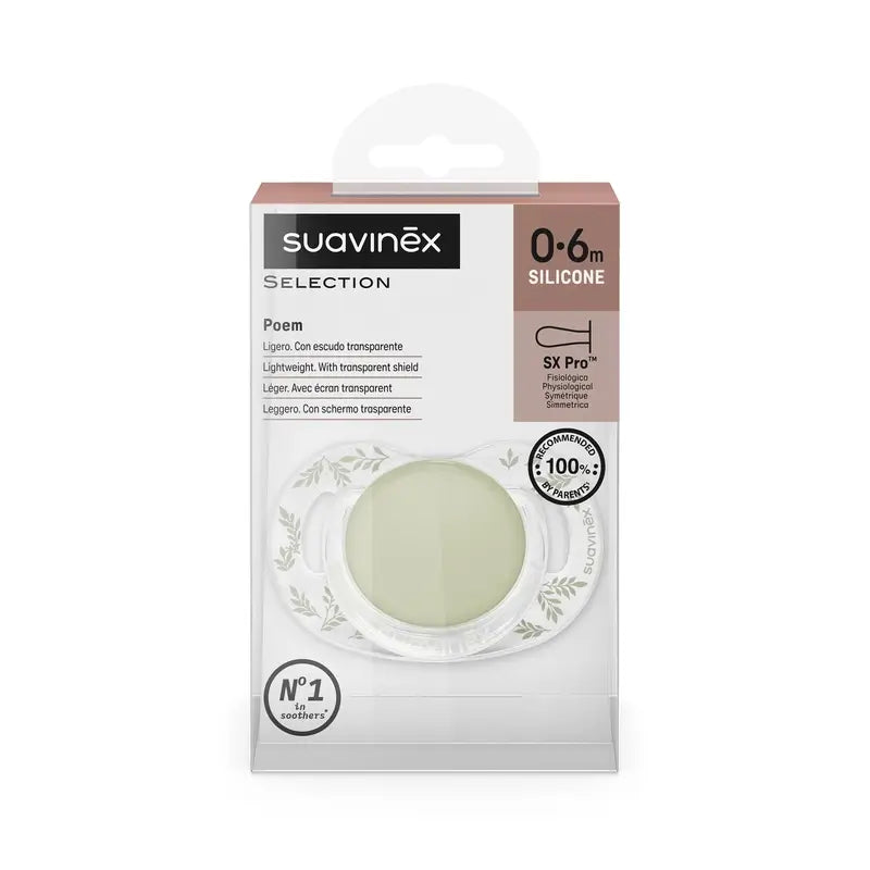 Suavinex Soother Sx Pro 0/6 Months, Green Poetry