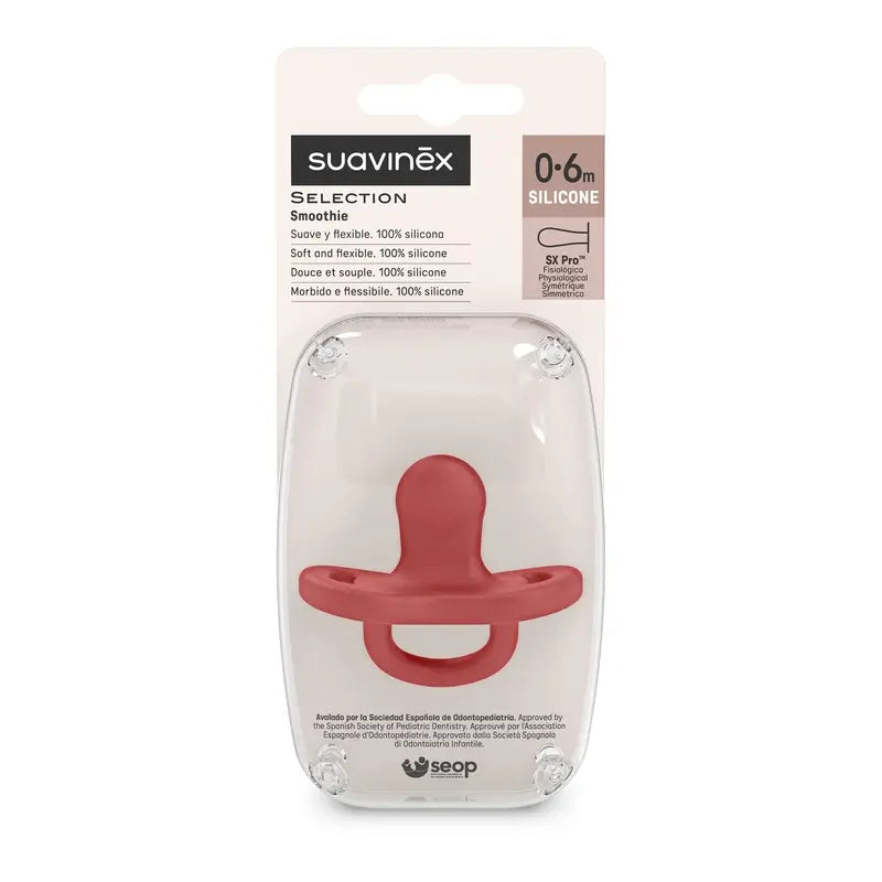 Suavinex Pacifier All Silicone Physiological Sx Pro, 0/6 Months, Chili Pepper