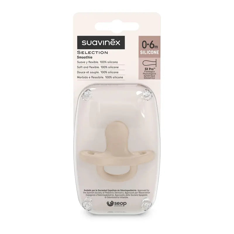 Suavinex Pacifier All Silicone Soother Sx Pro, 0/6 Months, Irish Cream