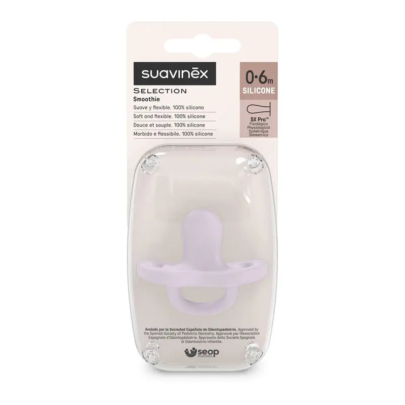 Suavinex Pacifier All Silicone Physiological Sx Pro, 0/6 Months, Lavender