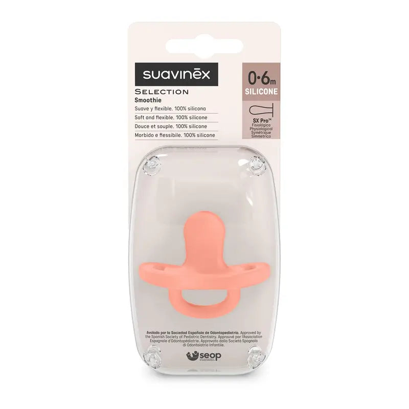 Suavinex Pacifier All Silicone Sx Pro, 0/6 Months, Peach Pink