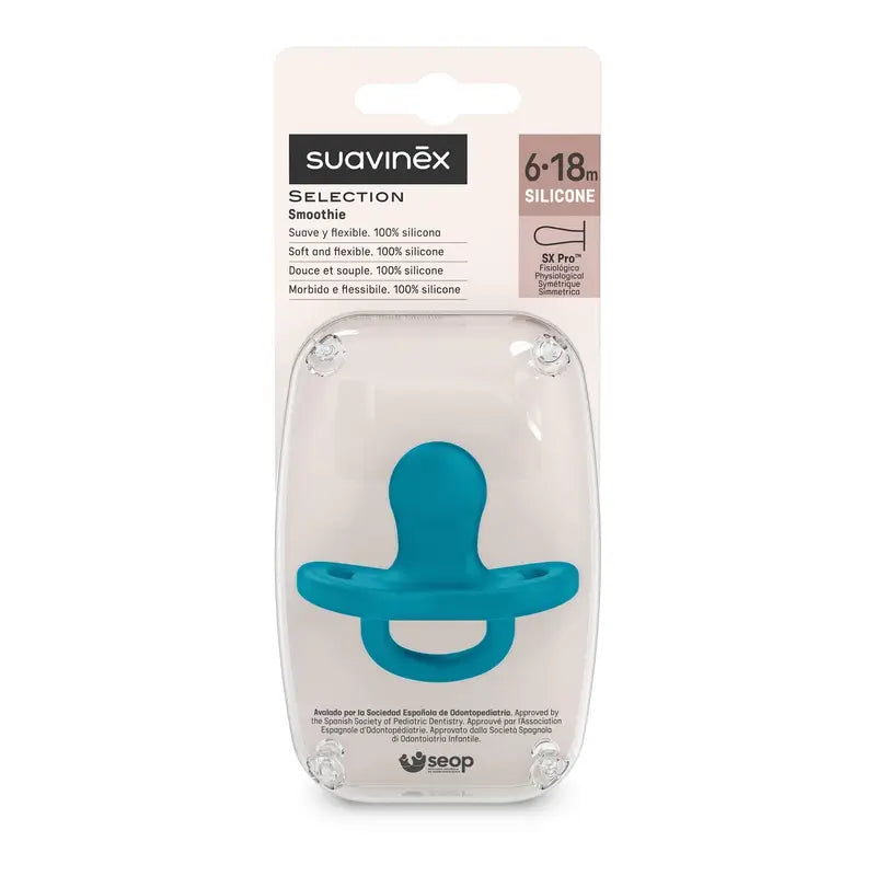 Suavinex Pacifier All Silicone Physiological Sx Pro, 6/18 Months, Deep Ocean