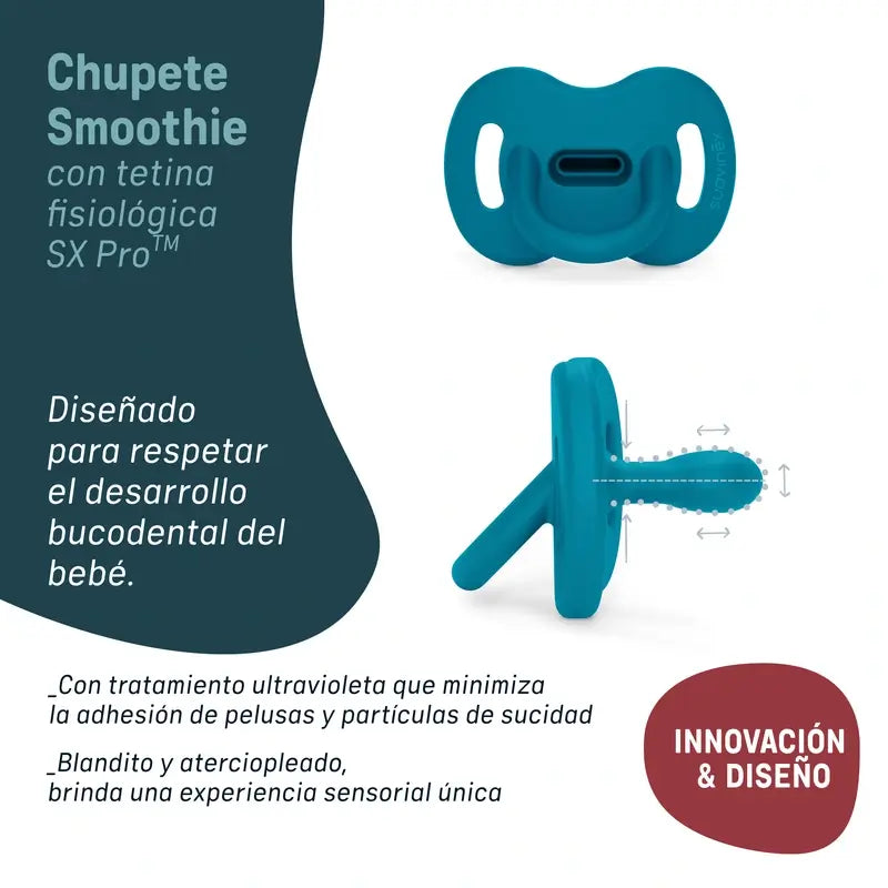Suavinex Pacifier All Silicone Physiological Sx Pro, 6/18 Months, Deep Ocean