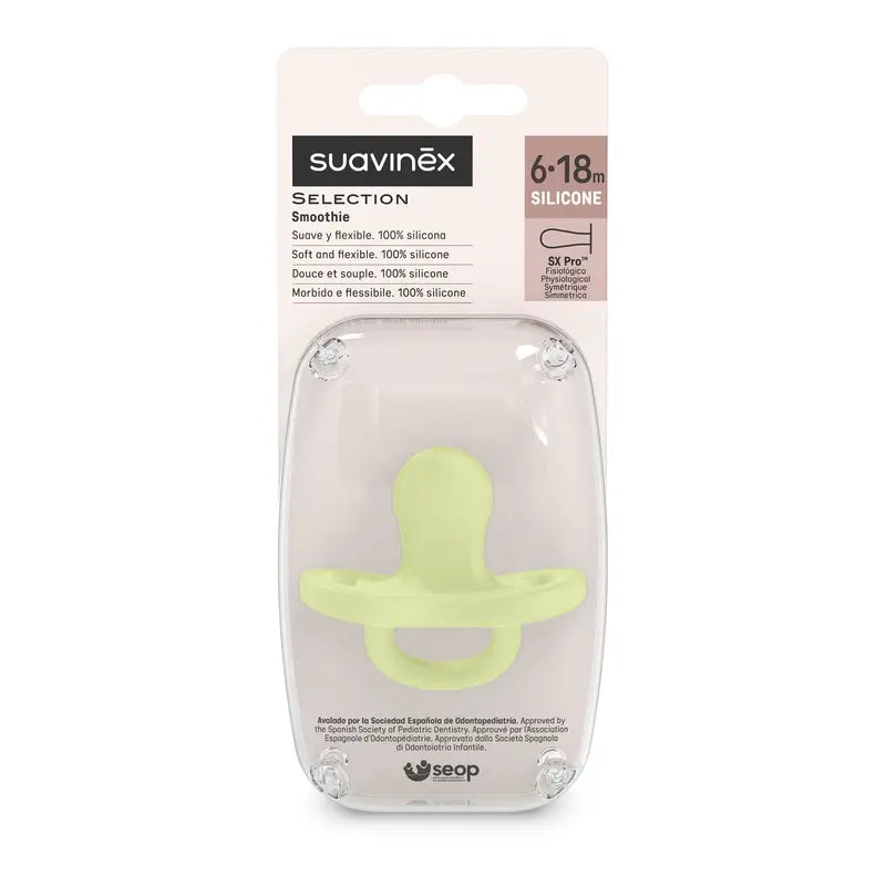 Suavinex Pacifier All Silicone Physiological Sx Pro, 6/18 Months, Lime
