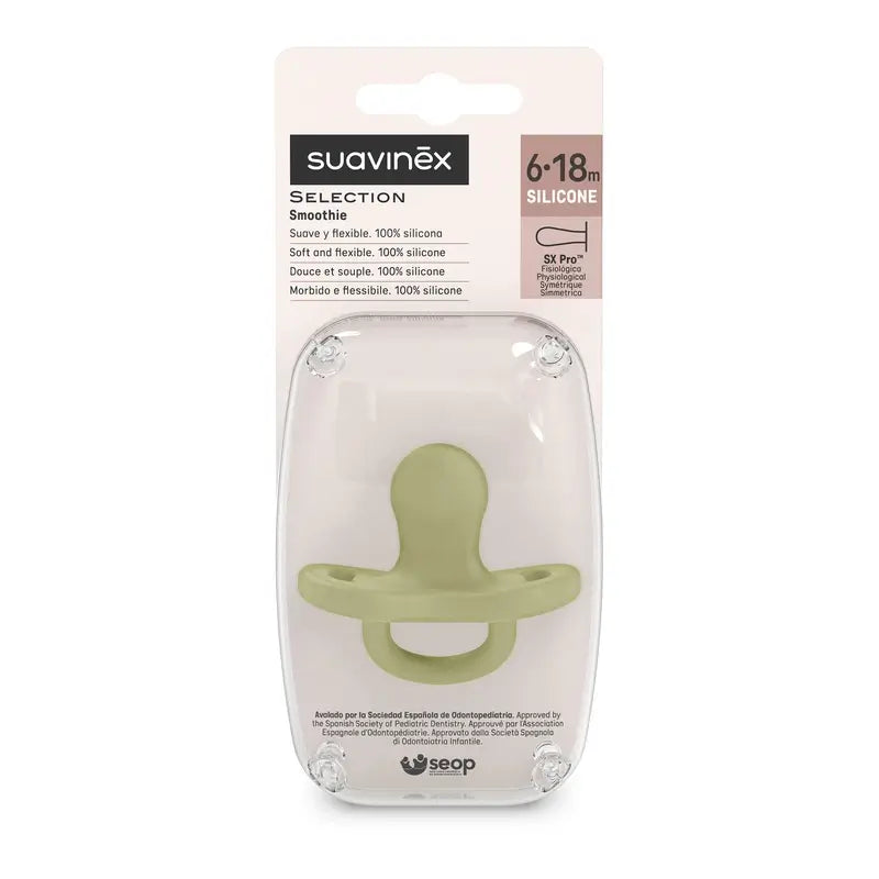 Suavinex Pacifier All Silicone Physiological Sx Pro, 6/18 Months, Turtle Green
