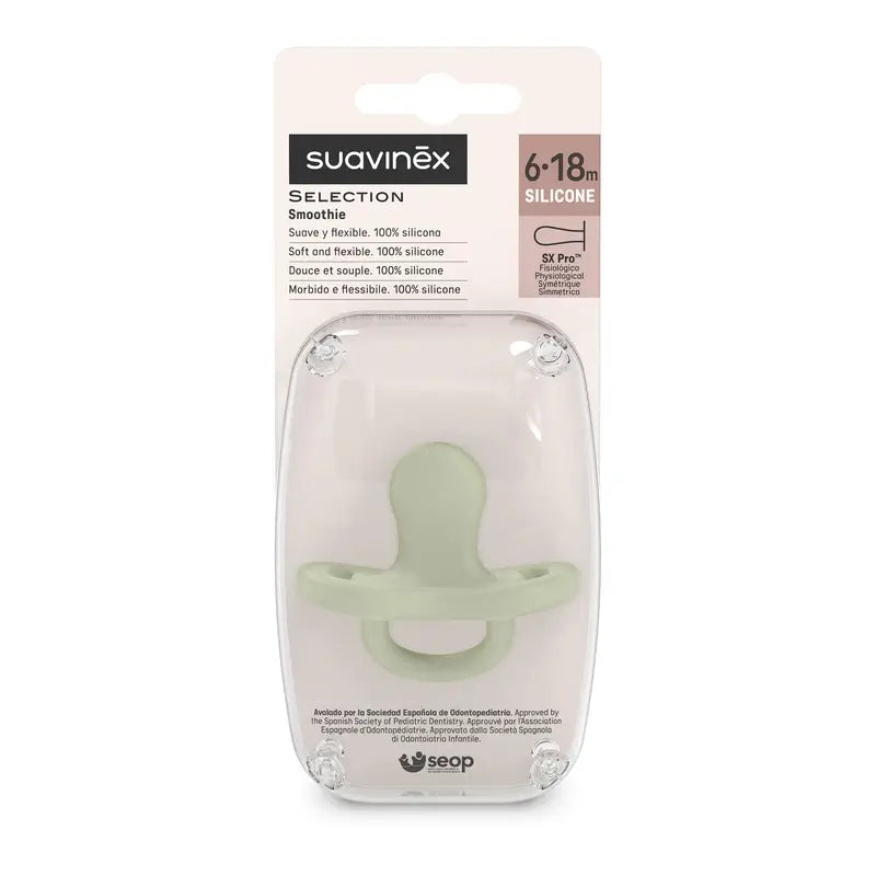Suavinex Pacifier All Silicone Physiological Sx Pro, 6/18 Months, Green