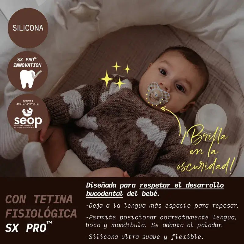 Suavinex Night & Day Night Soothers Sx Pro Teat 6/18 Months Grey, 2 units