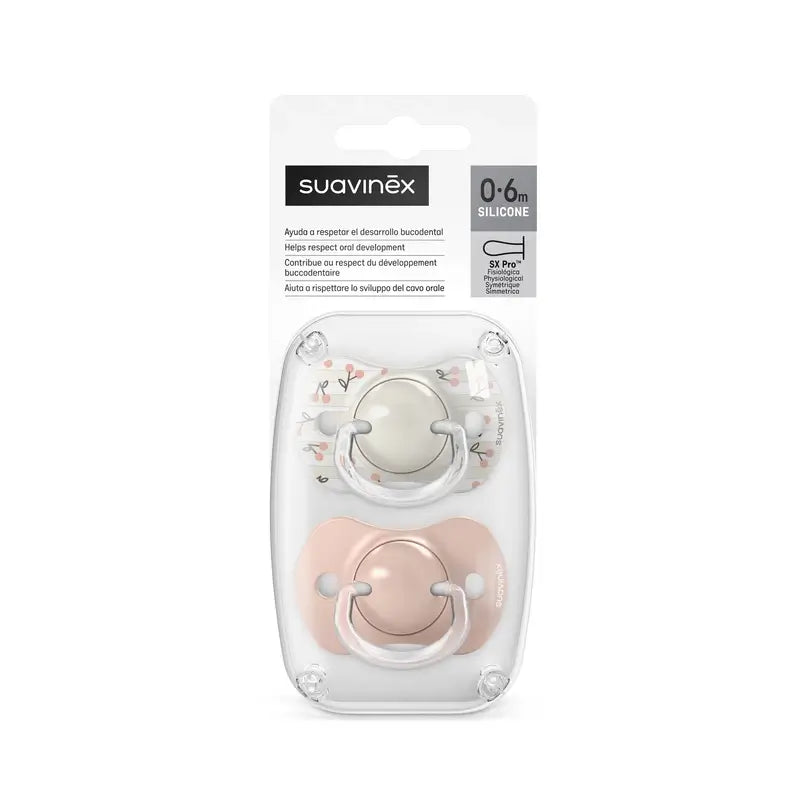 Suavinex Pacifiers Teat Sx Pro 0/6 Months Birdies Pink, 2 units