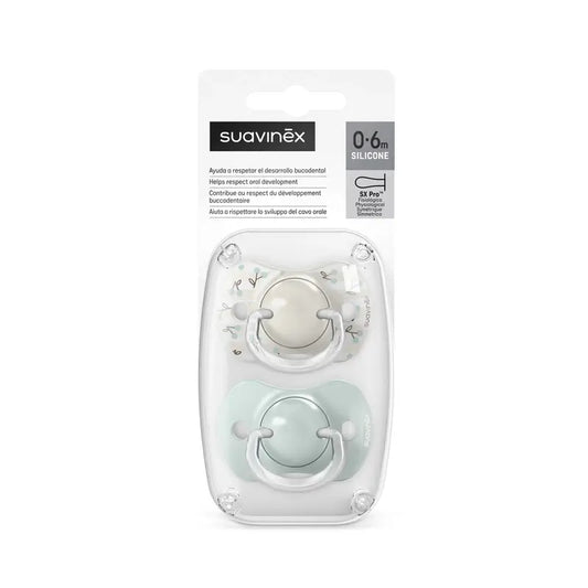 Suavinex Pacifiers Teat Sx Pro 0/6 Months Birdies Green, 2 units