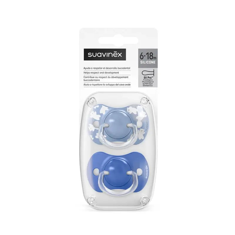Suavinex Pacifiers Sx Pro Teat 6/18 Months Wild&Free Blue, 2 units