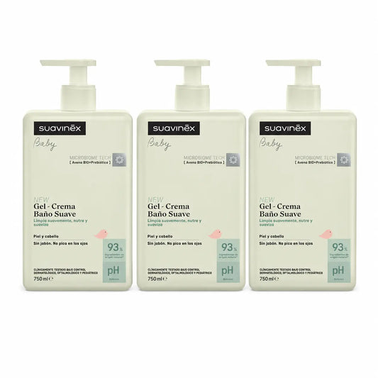 Suavinex Gentle Baby Bath Gel - Cream, 750 Ml , pack 3