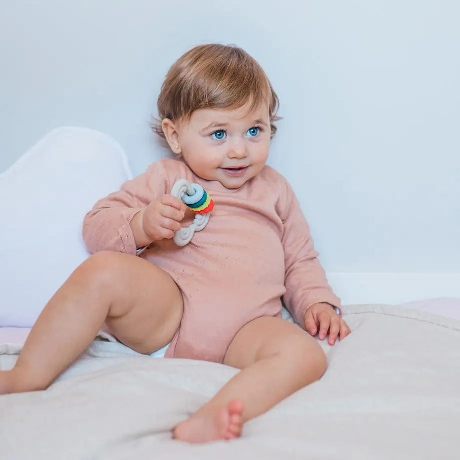 Suavinex Teether Silicone Teether +6 Months, Cloud, White