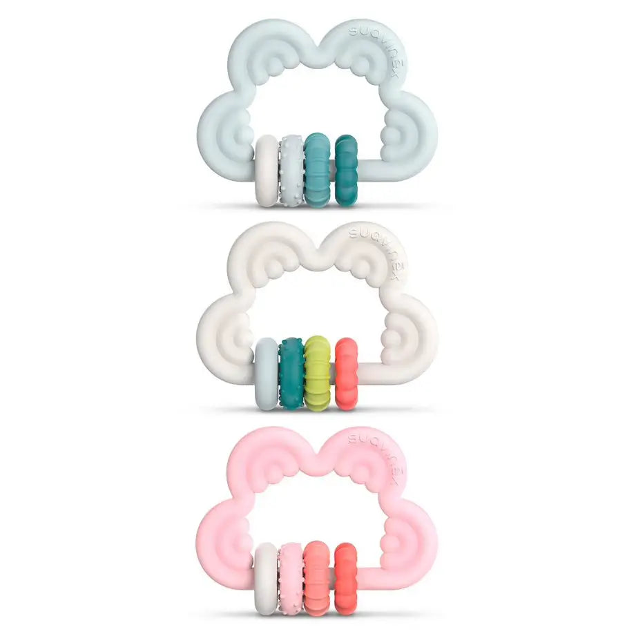 Suavinex Teether Silicone Teether +6 Months, Cloud, White