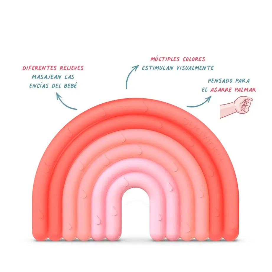 Suavinex Silicone Teether +0 Months, Rainbow, Pink