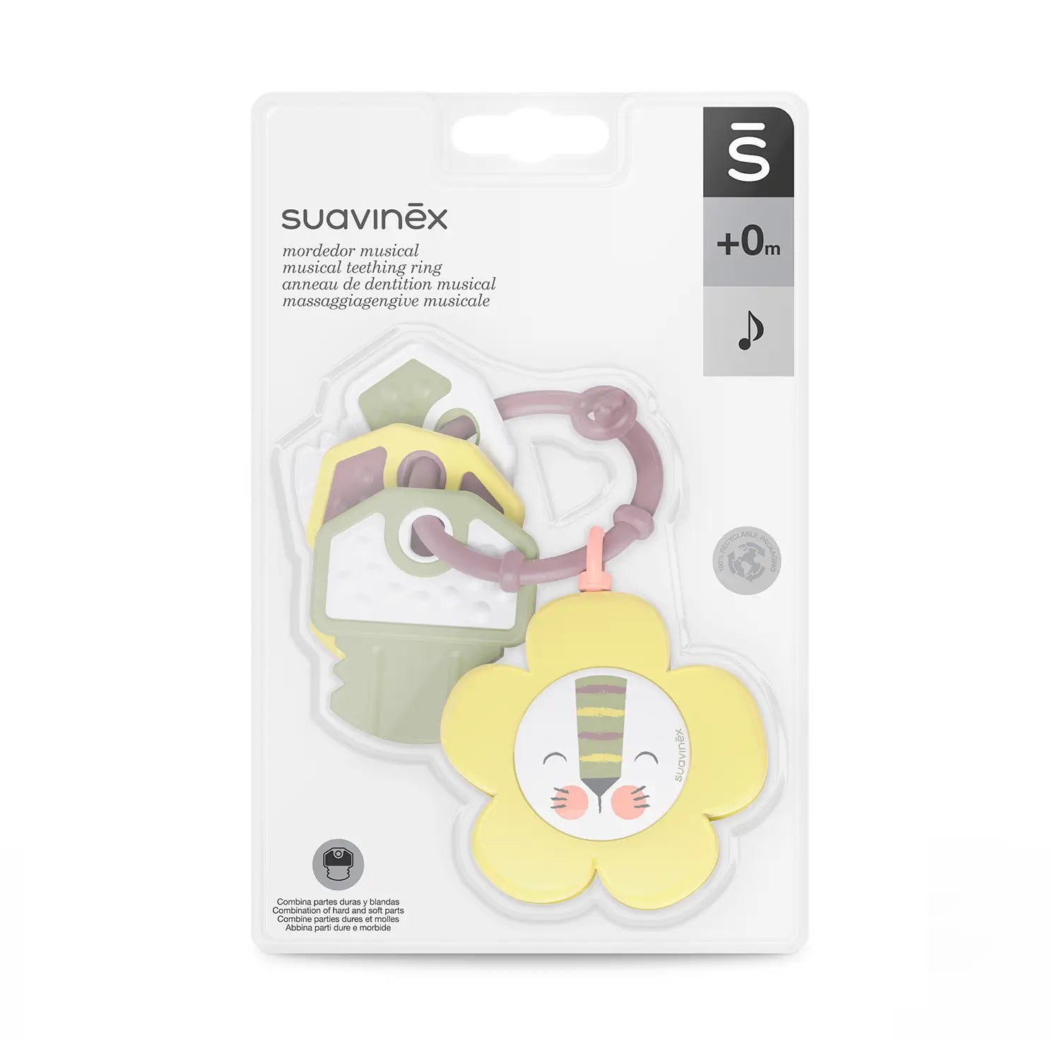 Suavinex Musical Teether Rattle Teether +0 Months, Keys, Yellow