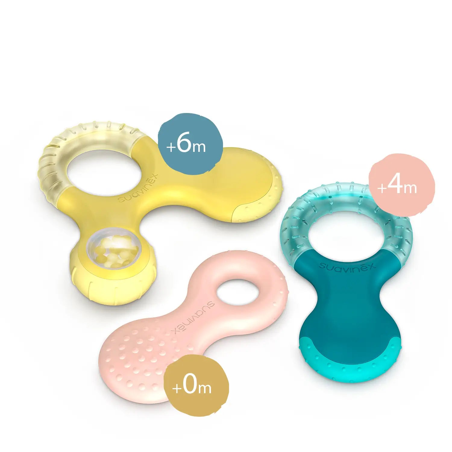 Suavinex Rubber Teether +0 Months, Teething Ring, Yellow