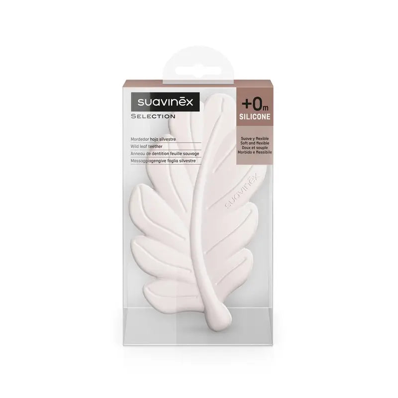 Suavinex Teether Silicone Leaf Teether, Pink Poetry