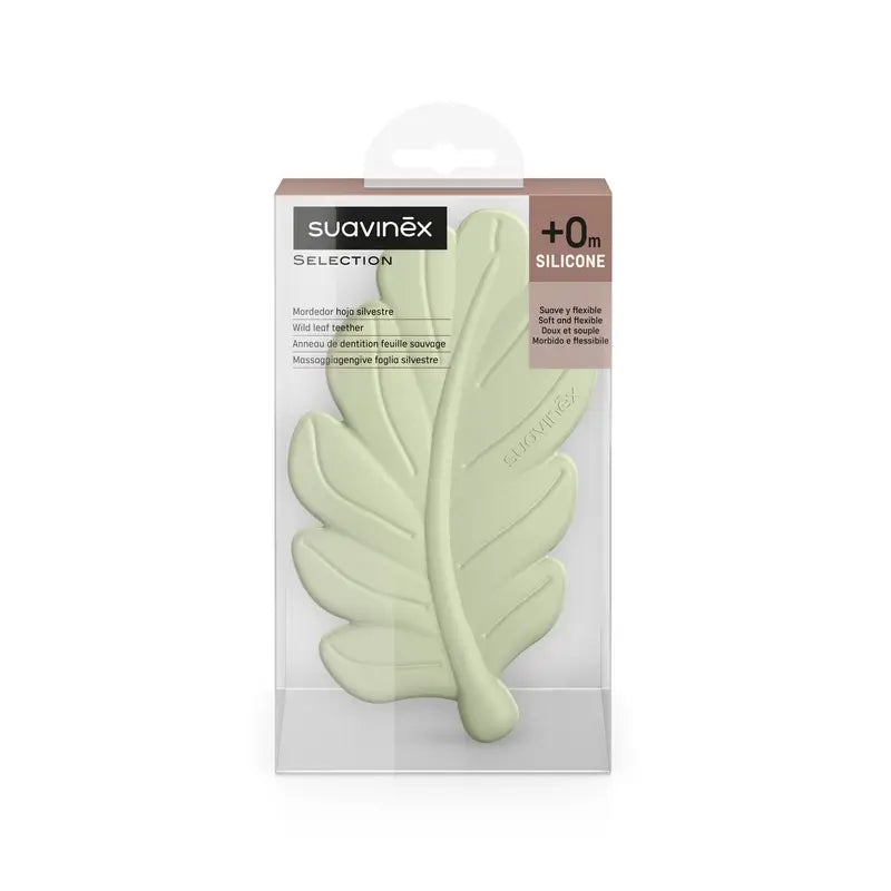 Suavinex Teether Silicone Leaf Teether, Poetry Green