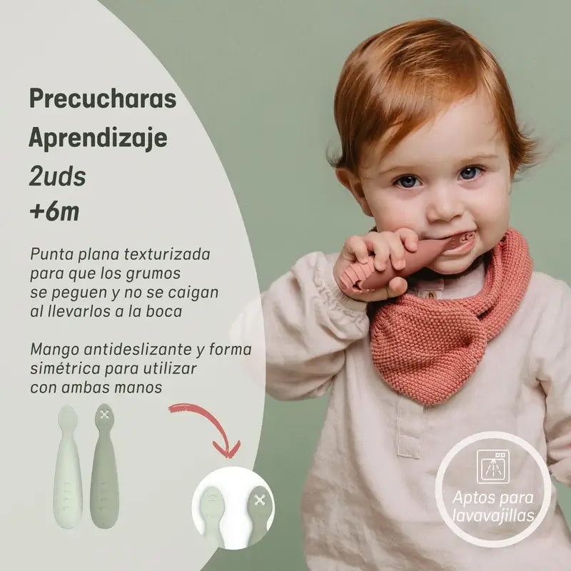 Suavinex Pack 2 Silicone Spoons, +6 Months, Green