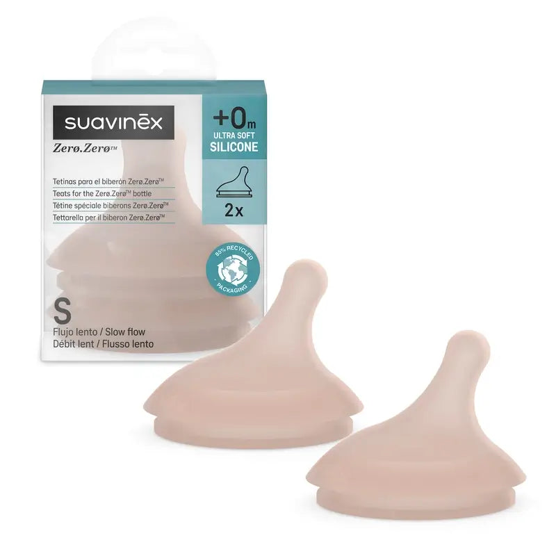 Suavinex Pack 2 Teats Zero Zero Slow Flow (S), +0 Months, Deep
