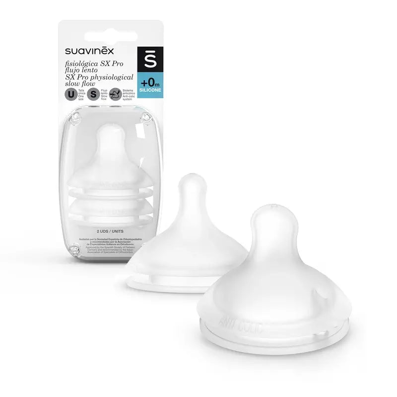 Suavinex Pack 2 Nipples Physiological Sx Pro Silicone. Slow Flow (S)