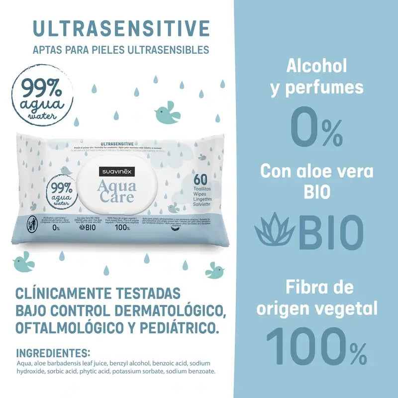 Suavinex Aqua Care Wipes, 60 Units