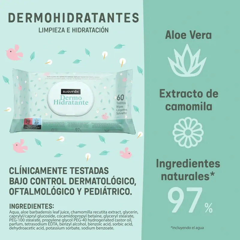 Suavinex Dermo-moisturising Wipes, 60 Units