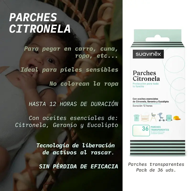 Suavinex Citronella Mosquito Repellent Patches, 36 Units