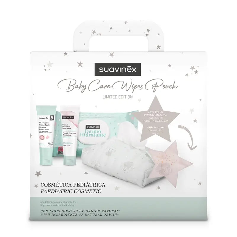 Suavinex Newborn Gift With Cloth Wipes Holder, Pink