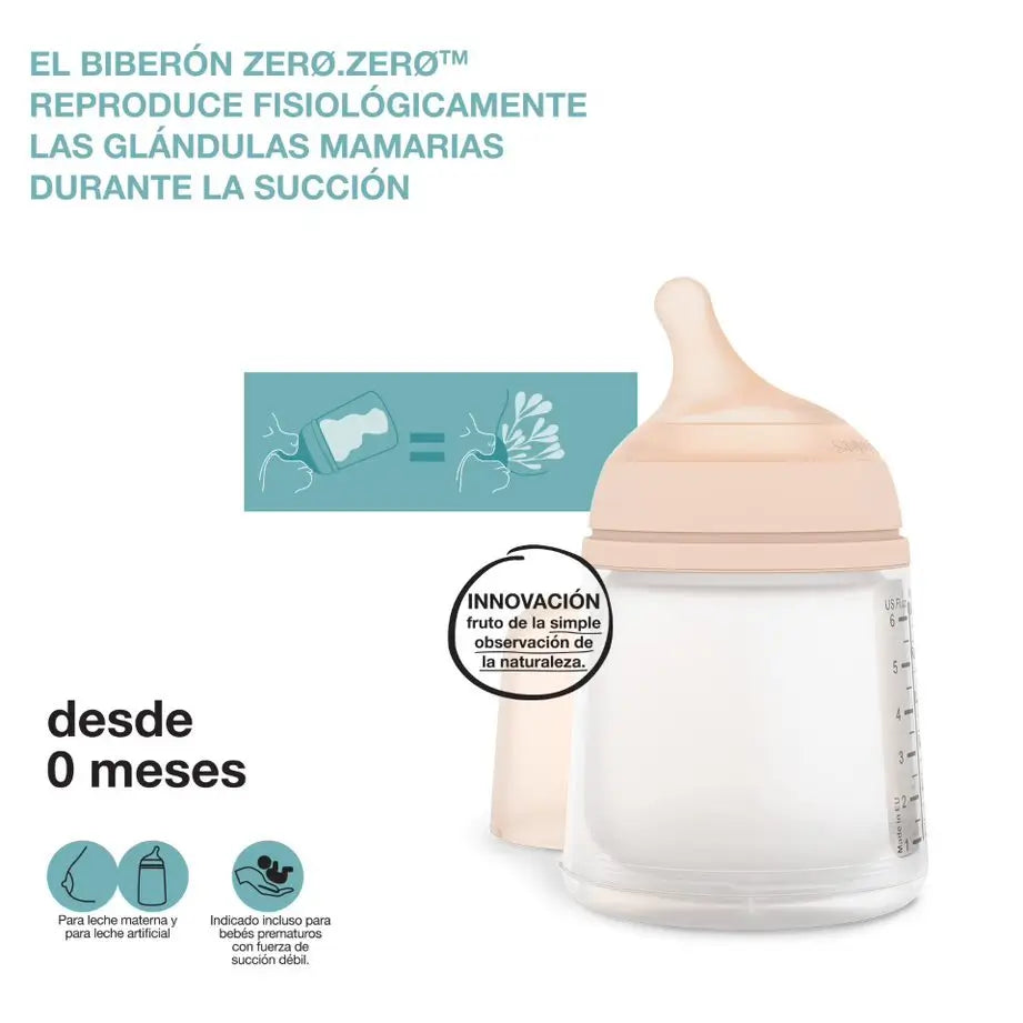 Suavinex Zero-Zero Bottle Set 180 Ml, Adaptable Flow, With Anti-colic Refill Bag