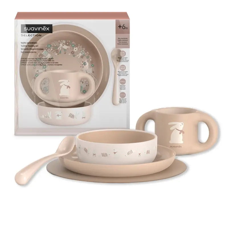 Suavinex Baby Tableware +6 Months, Pink