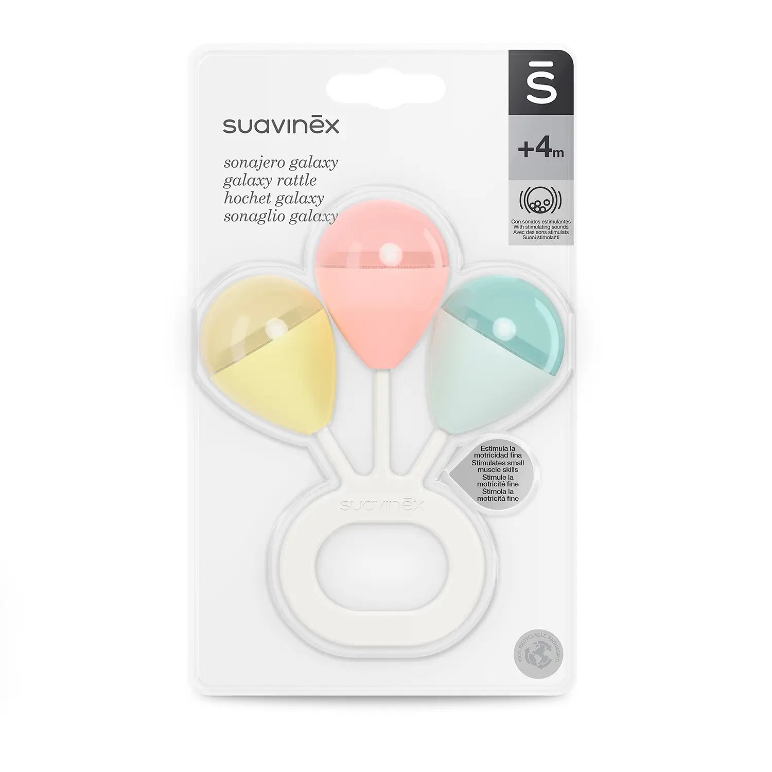 Suavinex Rattle +4 Months, Easy Grip, Blue