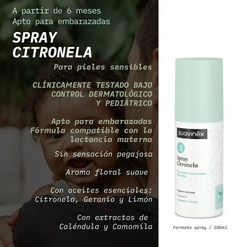 Suavinex Citronella Spray, +6 Months and Pregnant, 100 Ml
