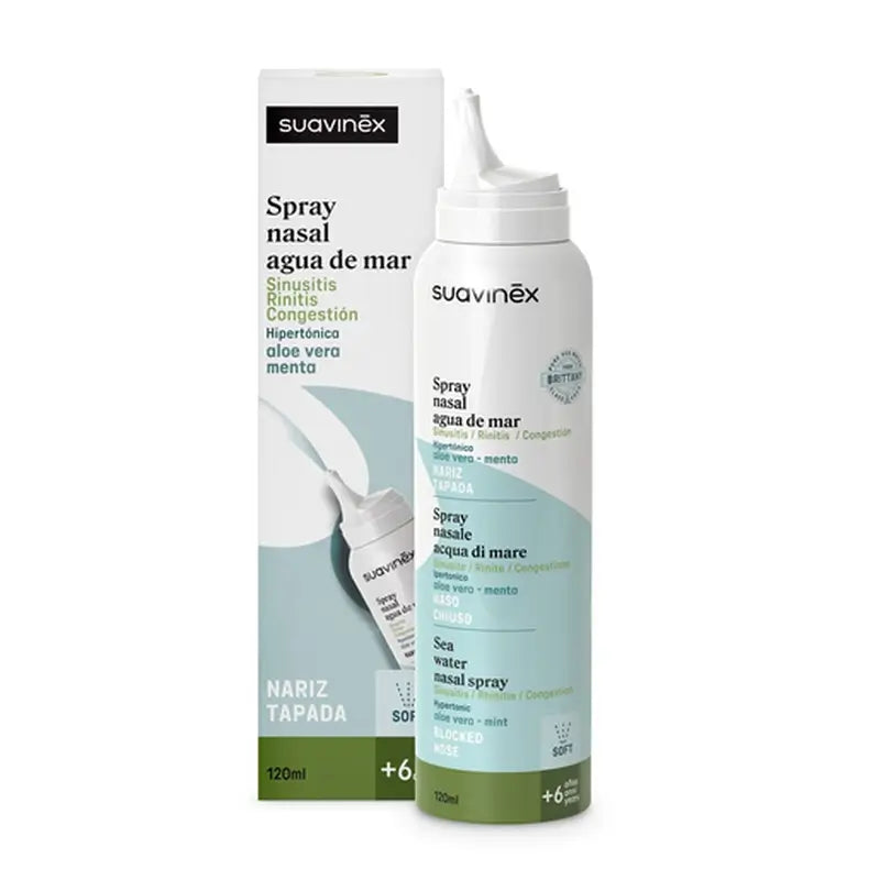 Suavinex Nasal Decongestant Spray With Seawater +6A, 120 ml