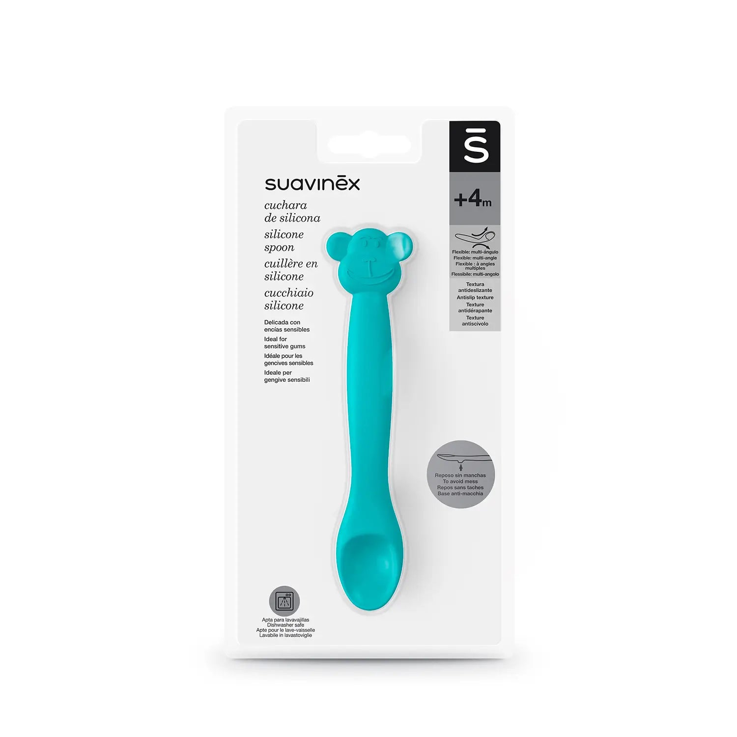 Suavinex Silicone Baby Spoon +4 Months, Colour Green