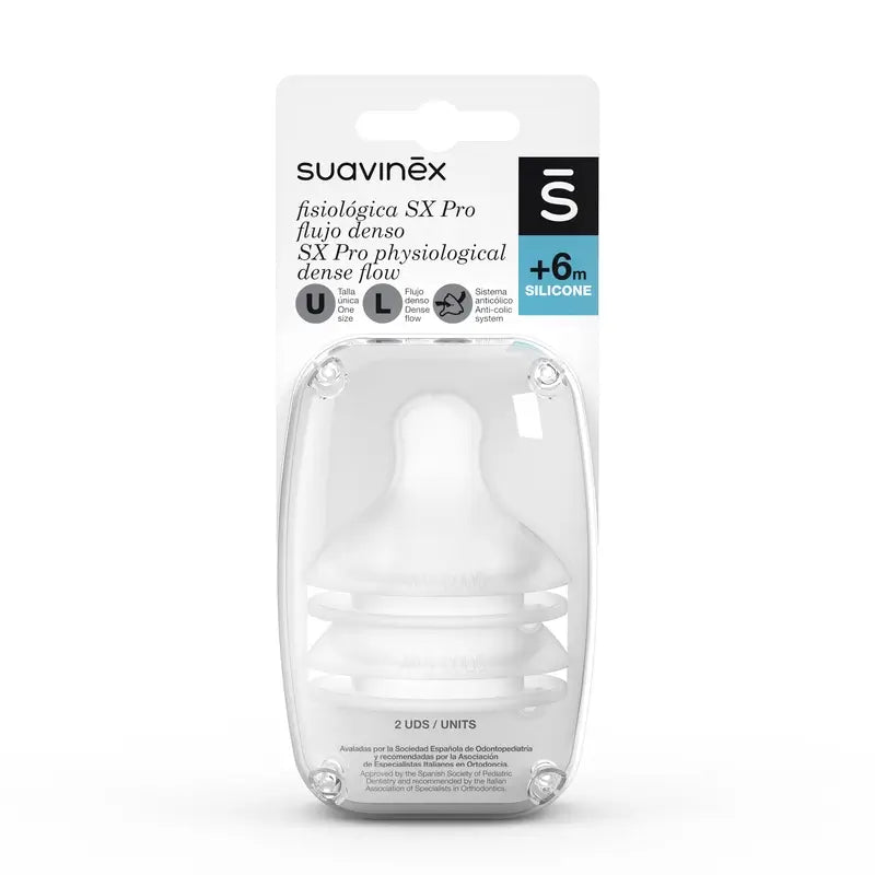 Suavinex 2 Pack 2 Nipples Physiological Sx Pro Silicone. Dense Flow (L)
