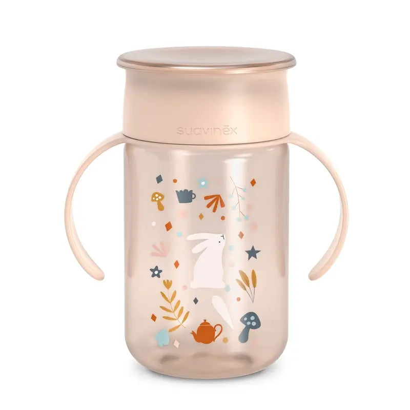 Suavinex 360 Non-Spill Cup 340 Ml, +12 Months, Wonderland Pink